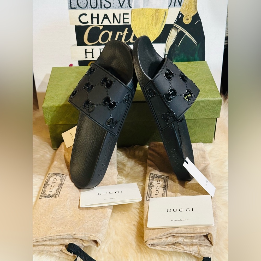 🔥 NIB GUCCI SLIDE GG JUMBO Embossed Full Inclusion Size 38 (24.5 Insole) - Picture 13 of 16